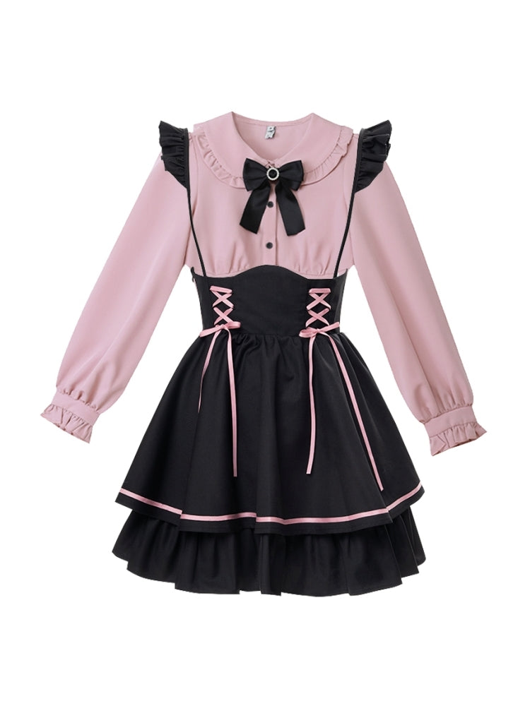 Pink and Black Ribbon Two-Piece Set LAL0052