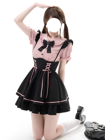 Pink and Black Ribbon Two-Piece Set LAL0052