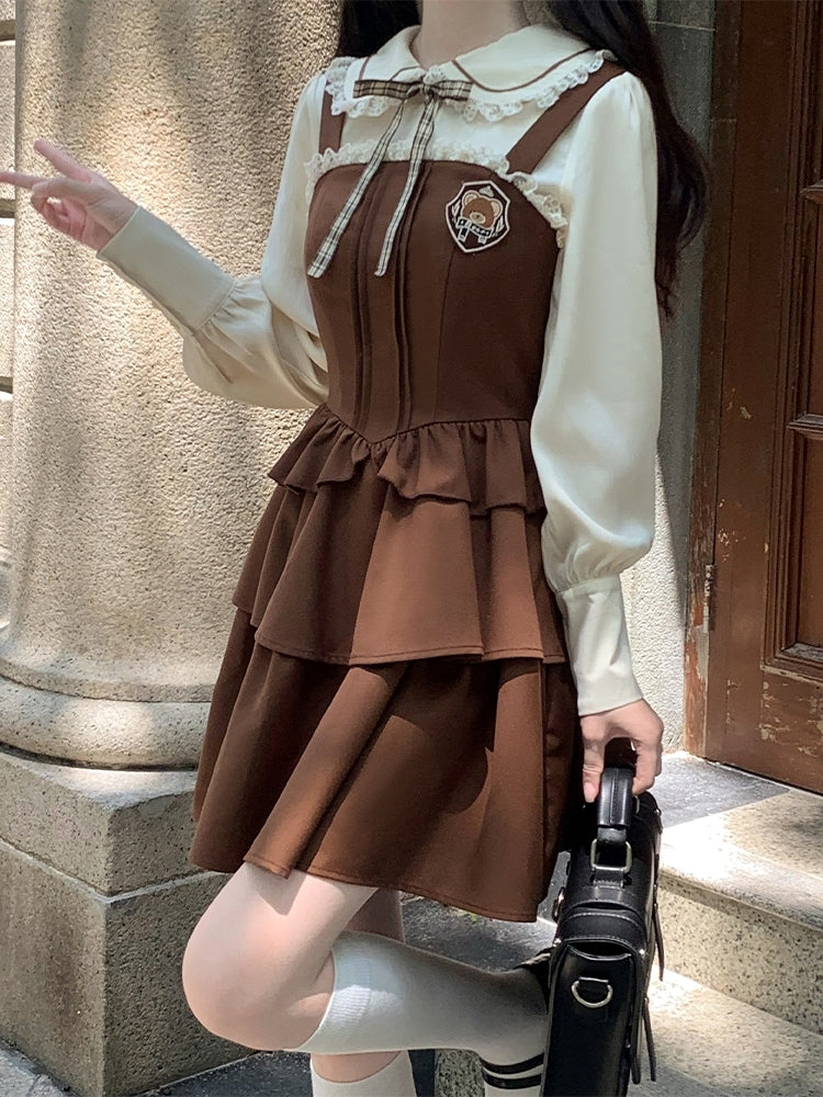 College Style Brown Girly Dress LAL0060