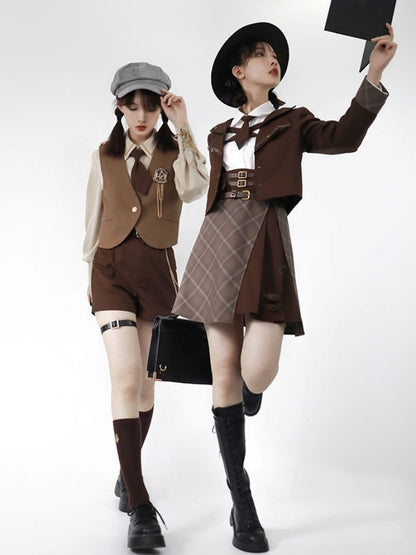 Brown Detective Style Two-Piece Set LAL0059