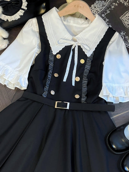 Black Frill Suspender skirt & Tops LAL0049