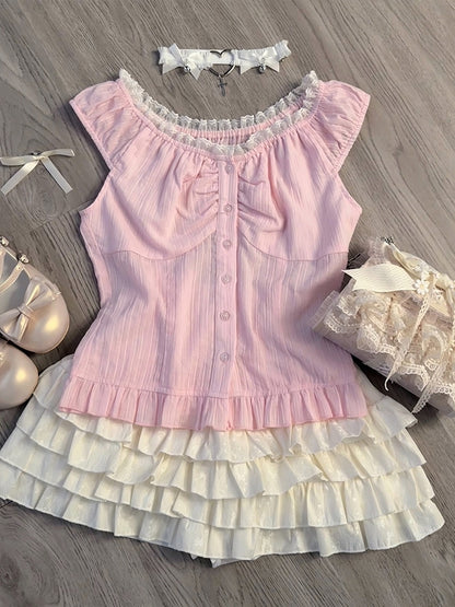 Frilled Pink Two-Piece Set LAL0081