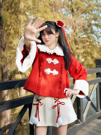 Chinese Style Red and White Two-Piece Set LAL0073