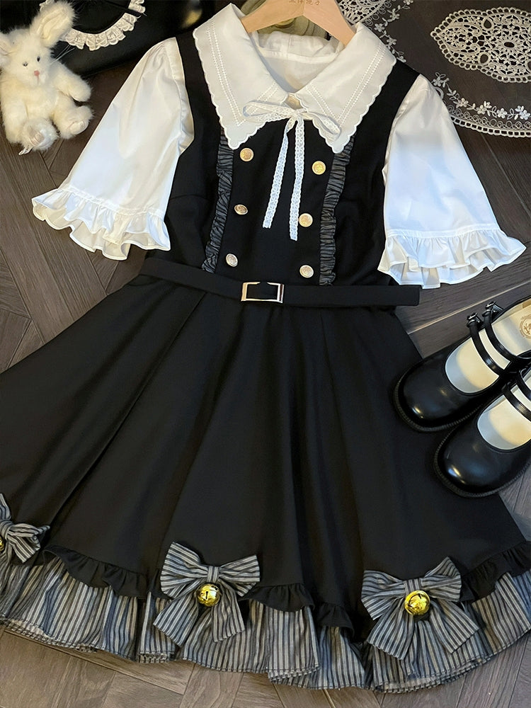 Black Frill Suspender skirt & Tops LAL0049