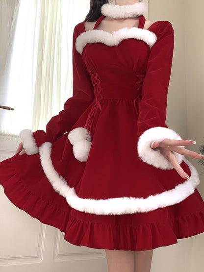 Santa-inspired Red Slim Mini Dress LAL0041