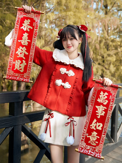 Chinese Style Red and White Two-Piece Set LAL0073