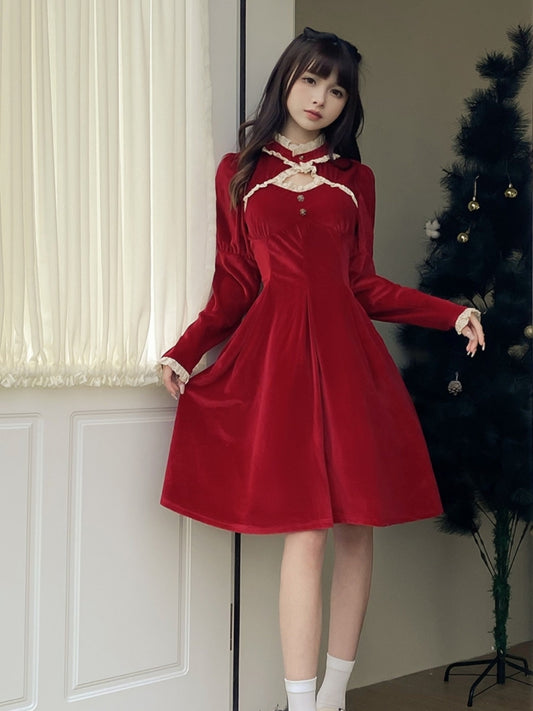 Retro Velvet French Style Dress LAL0042