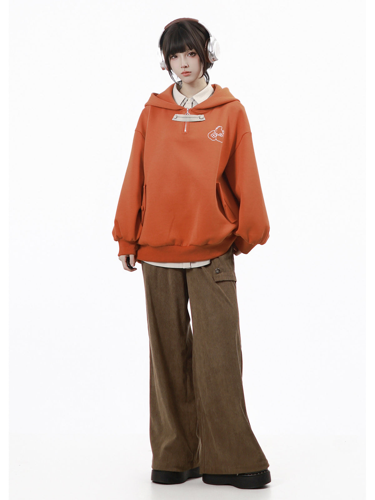 Button Cardigan Jacket With Knit Scarf PIN0031