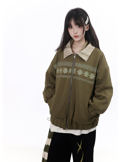 Reversible Fair Isle Collar Jacket PIN0033