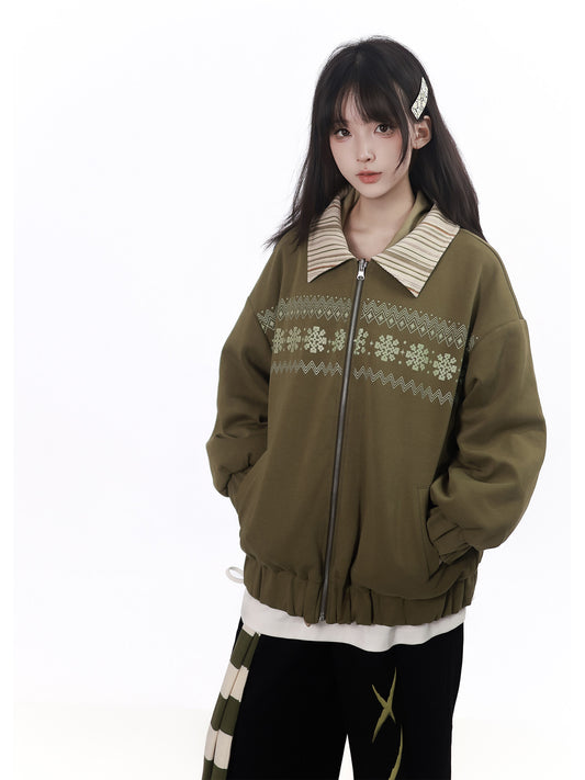 Reversible Fair Isle Collar Jacket PIN0033