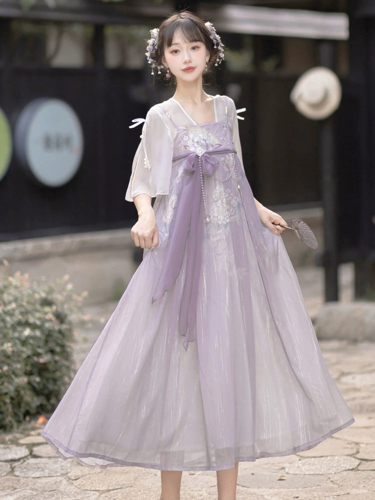 Flower Lace Purple Chinese Dress YOU0014