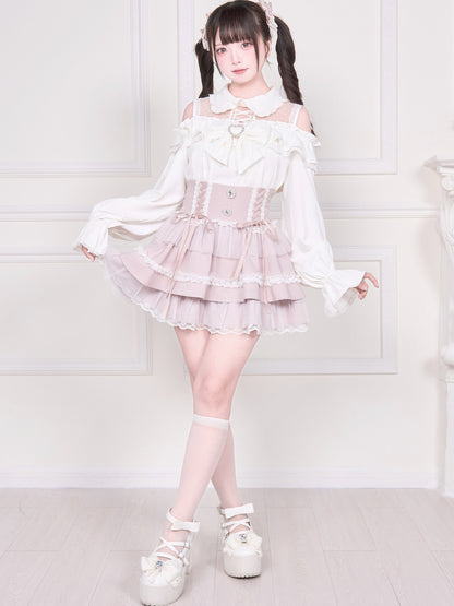 Off Shoulder Cross Corset Blouse NOG0038