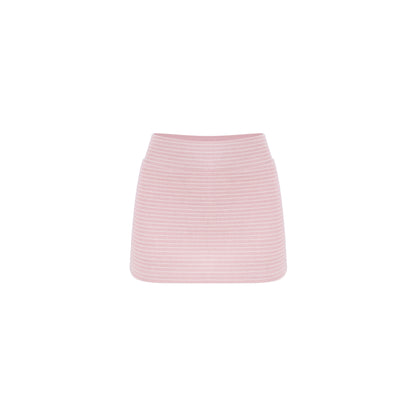 Bear Ear Hooded Pink Striped Jacket And Skirt Set SER0155