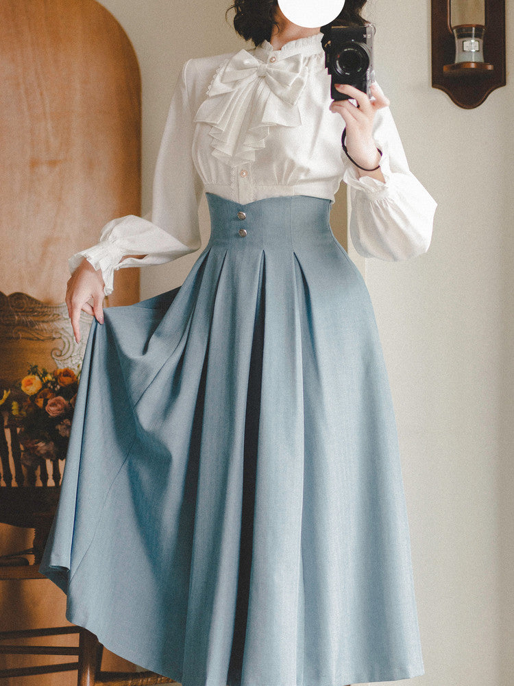 Vintage French Lolita Ruffle Collar Shirt FOR0080