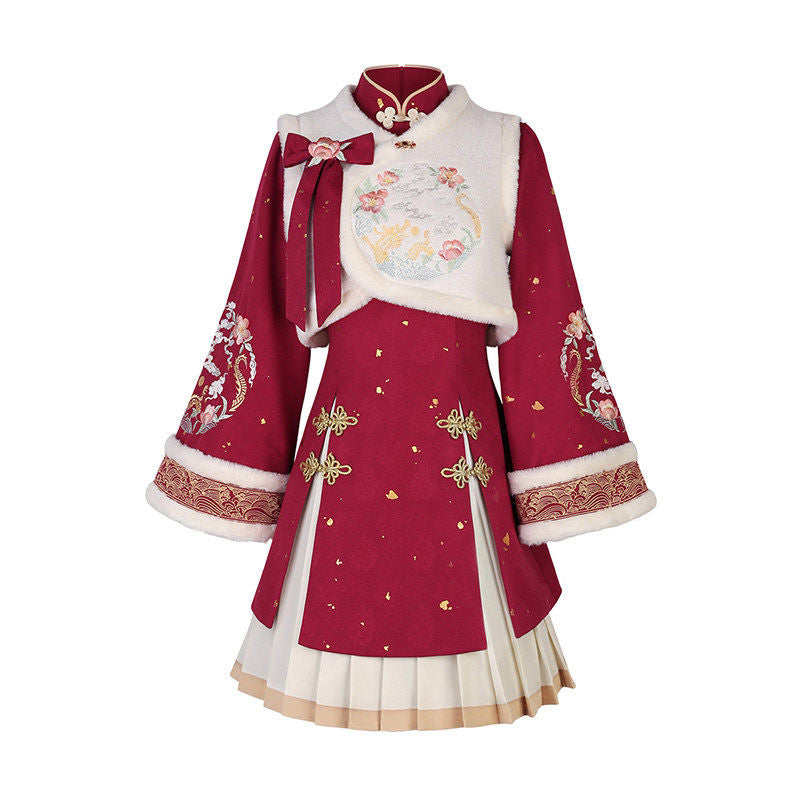Chinese Style Dragon Embroidery Vest Dress Set YOU0237