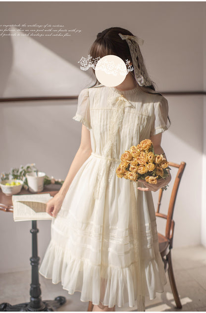 French Elegant White Dress HUT0007