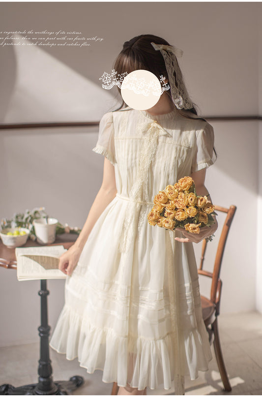 French Elegant White Dress HUT0007