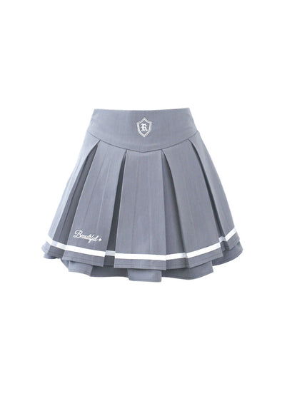 Pink Pure Frill Tops & Gray Pleated Skirt SER0017