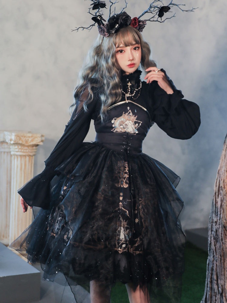 Retro Black Gothic Lolita Dress CHE0008