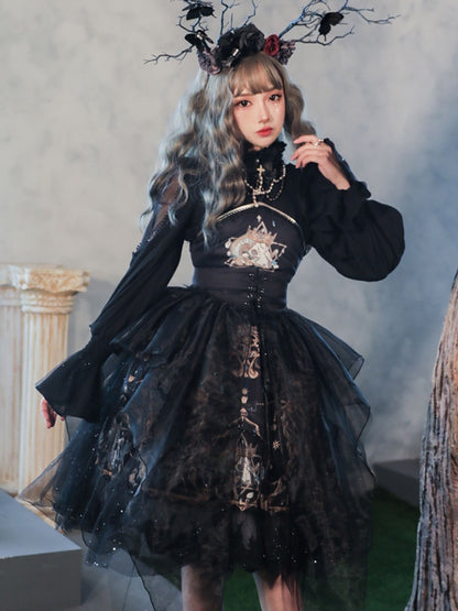 Retro Black Gothic Lolita Dress CHE0008