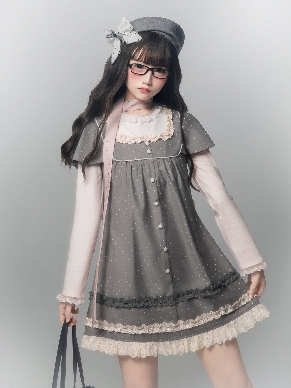 Polka Dot A-Line Pinafore Dress HUT0162