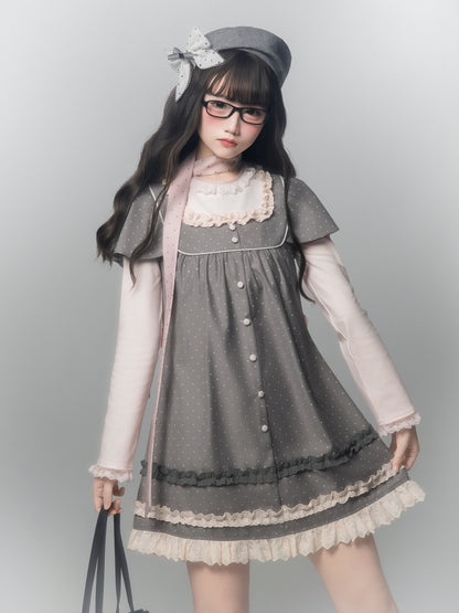 Polka Dot A-Line Pinafore Dress HUT0162