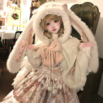 Floral Print Lolita Camisole Dress With Ruffle Cape Set YOU0266