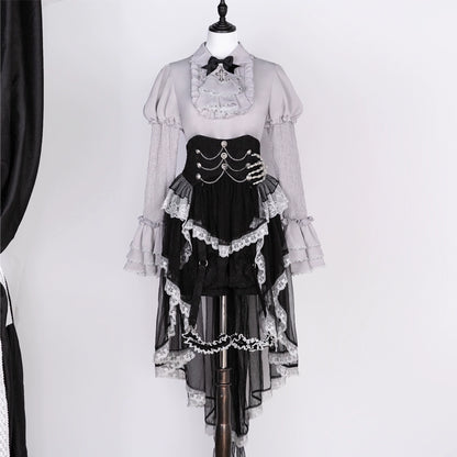 Black and Gray Gothic Dark Lolita Dress YOU0174