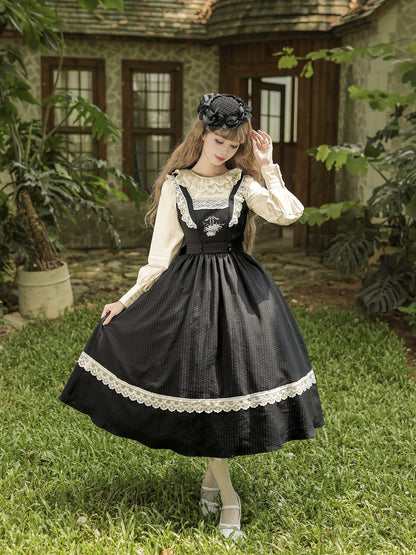 Rose Basket Embroidered Pinafore Dress WIT0302