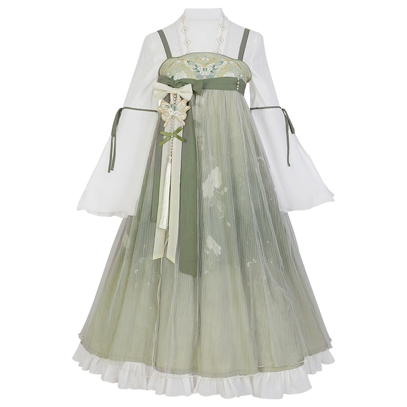 China Style Long Ribbon Light Green Dress YOU0087