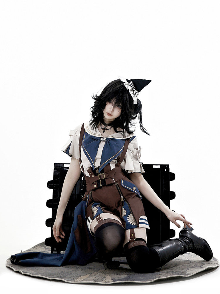 Sailor Collar Steampunk 3-Piece Overall Set YOU0293