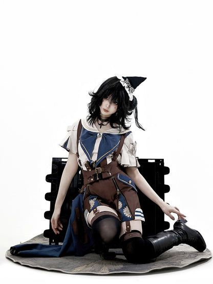 Sailor Collar Steampunk 3-Piece Overall Set YOU0293