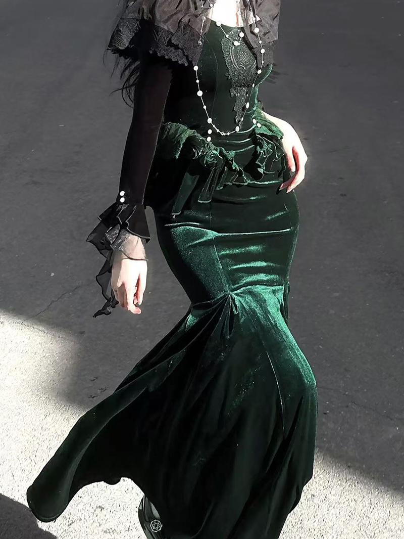 Dark Forest Gothic Lolita Mermaid Dress YOU0244