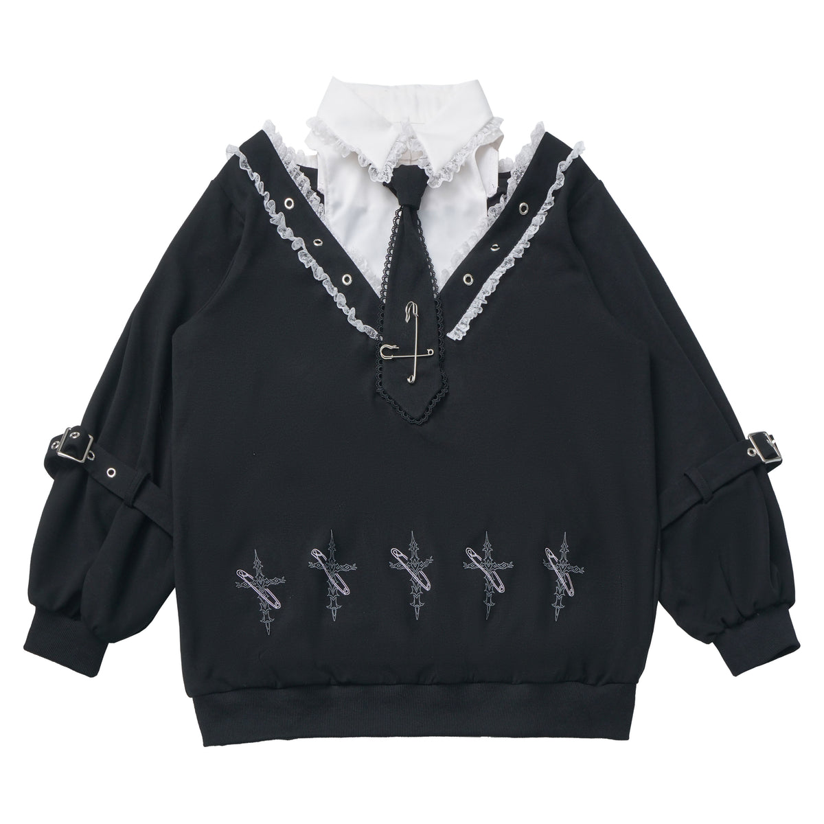Gothic Skull Print Hooded Sweatshirt Dress PIN0065