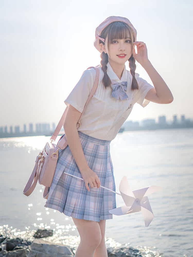 Pastel Plaid Pleated Mini Skirt Set TEA0047