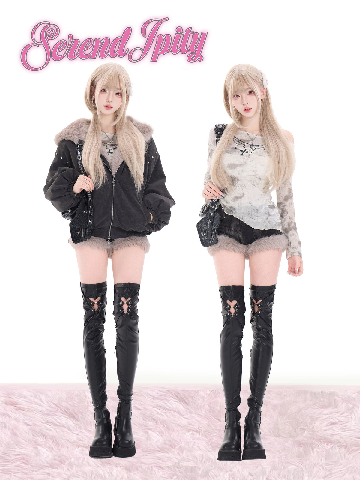 Gothic Hooded Fleece Jacket 3-Piece Set SER0145