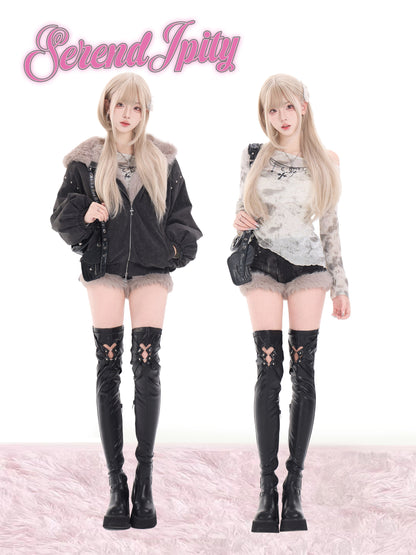 Gothic Hooded Fleece Jacket 3-Piece Set SER0145