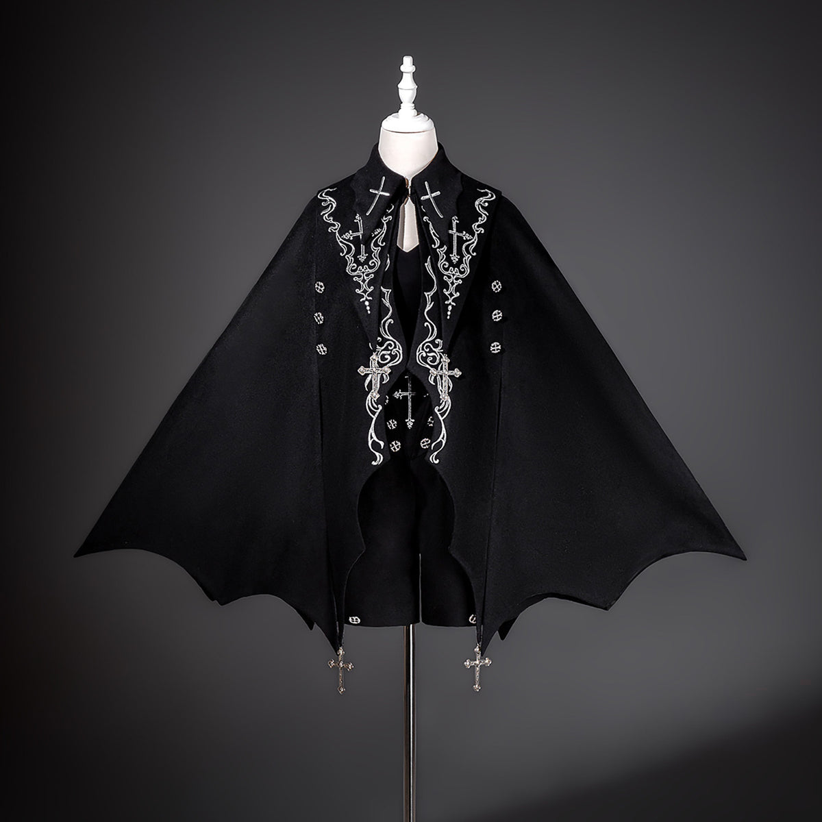 Gothic Cross Embroidered Bat-Wing Cape Set YOU0228