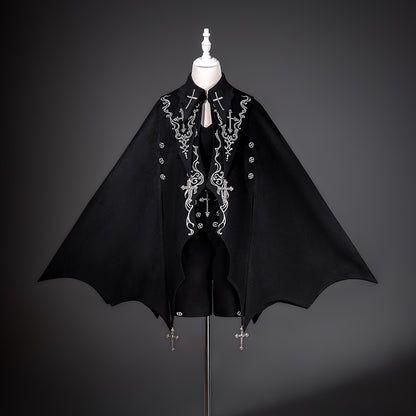 Gothic Cross Embroidered Bat-Wing Cape Set YOU0228