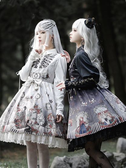 White & Black Twin Pair Gothic Lolita Dress CHE0025