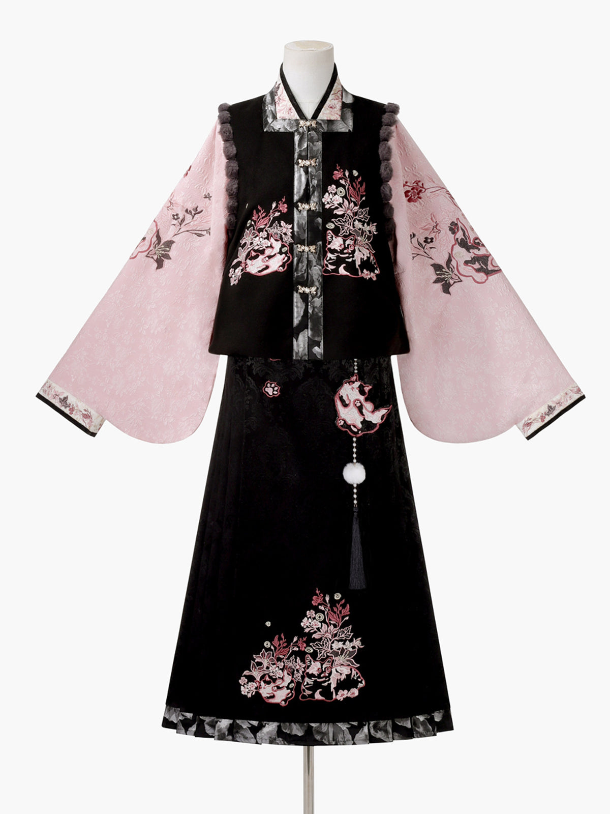 Chinese Style Floral Embroidered Skirt Set YOU0321