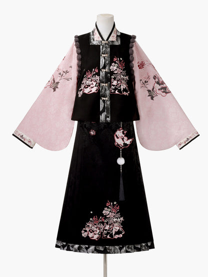 Chinese Style Floral Embroidered Skirt Set YOU0321