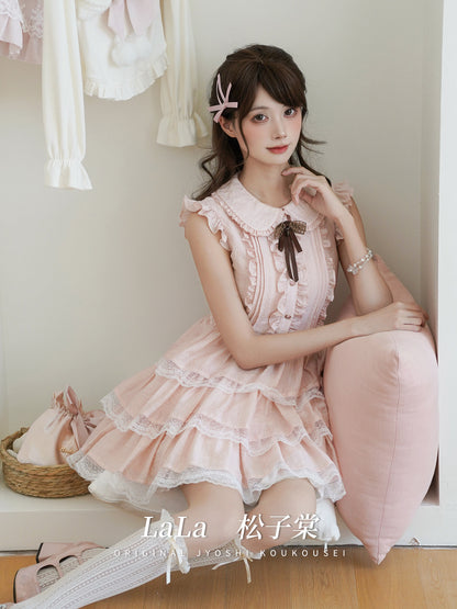 Round Collar Ruffle Tiered Dress LAL0252