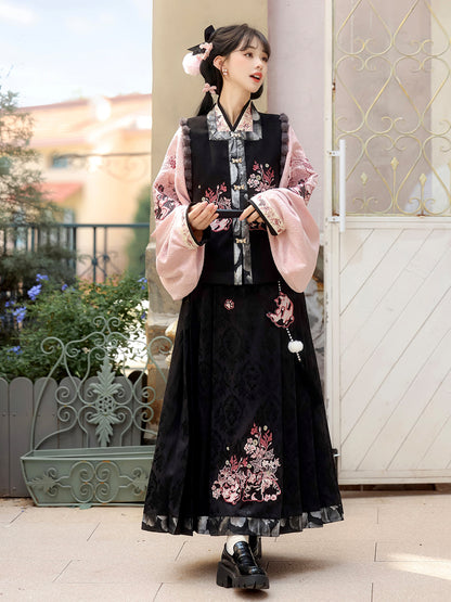 Chinese Style Floral Embroidered Skirt Set YOU0321
