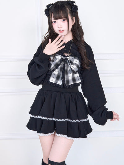 Plaid Bow Bandeau Hoodie Set NOG0039