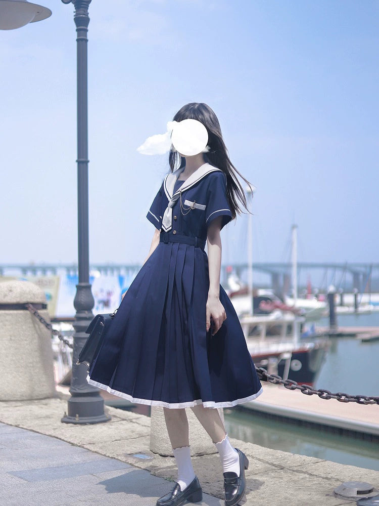 College Style Sailor Suit Dress HUT0051