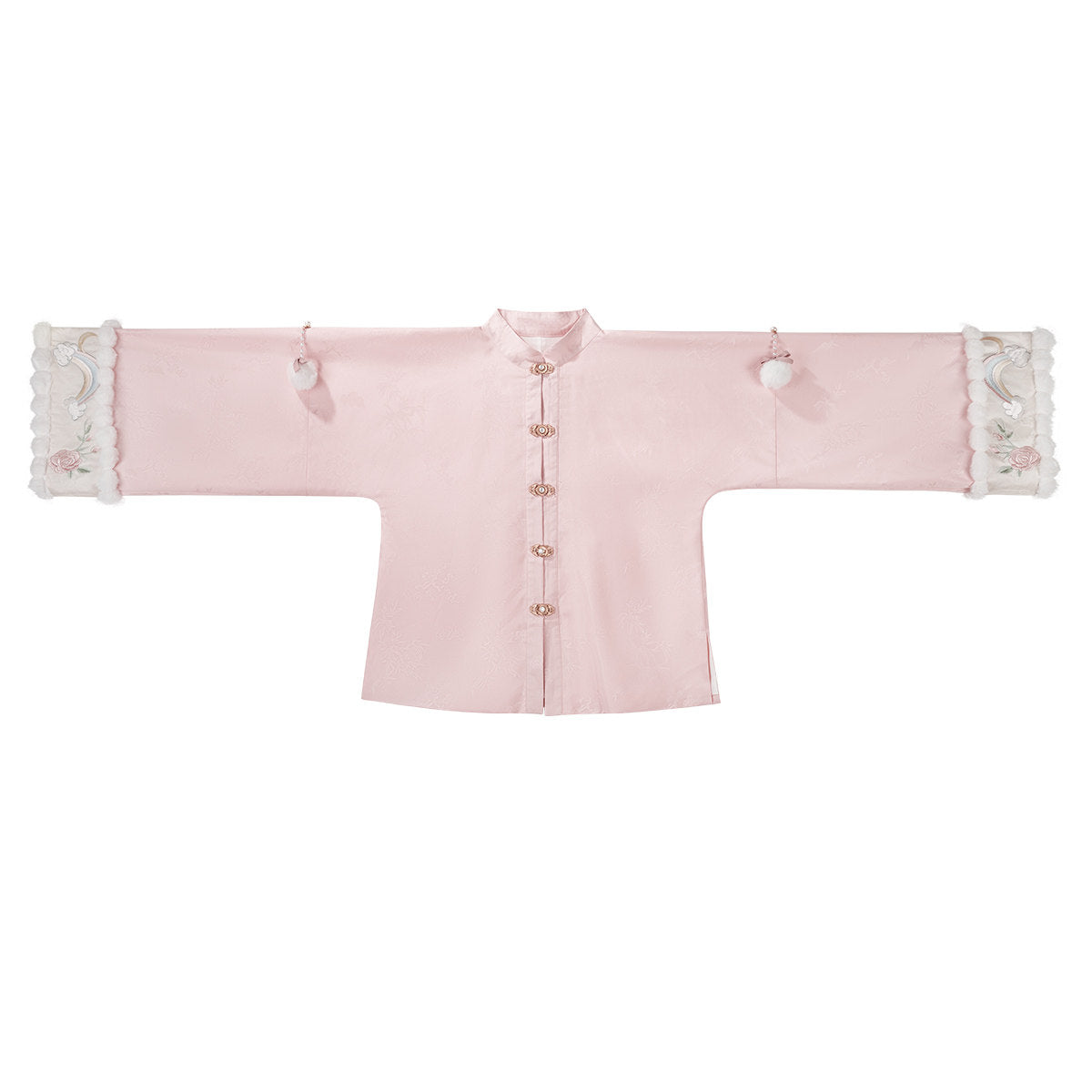 Chinese Style Floral Embroidered Vest Top Pleated Skirt Set YOU0265