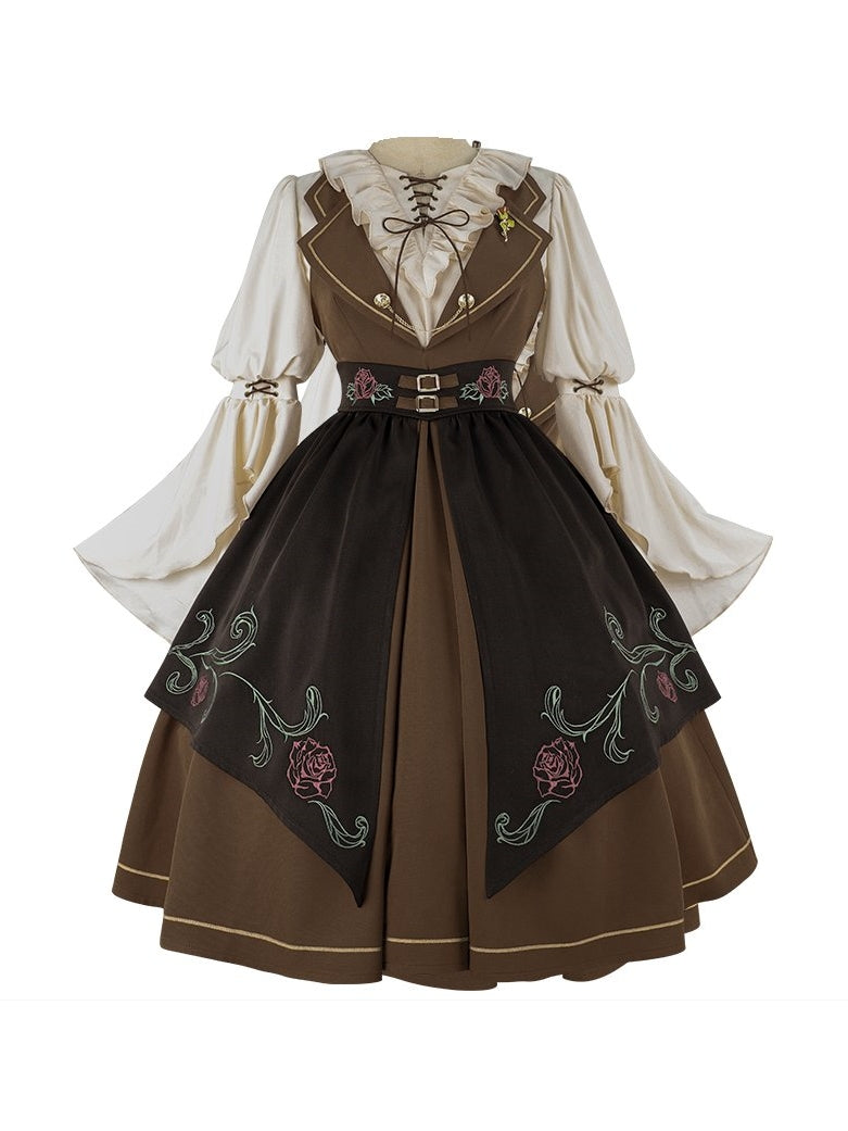 Rose Embroidered Apron Western-Style Dress SPR0011