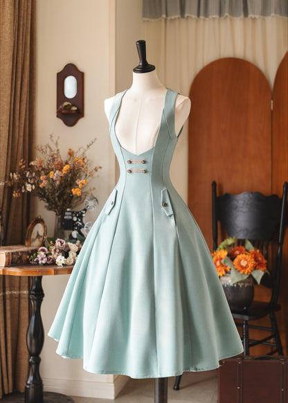 Vintage Waist-Cinch Pinafore Dress FOR0066