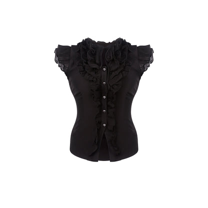Gothic Ruffle Blouse Tiered Skirt Set SER0149
